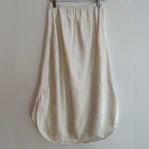 VINTAGE French Maid Half Slip Skirt Curved Hem Satin Floral Jacquard Lingerie
